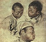 Jean-Antoine Watteau Three studies of a boy painting